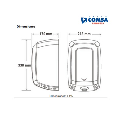 Secador De Manos Automático Universal Acero Inoxidable Acabado Satín M09ACS