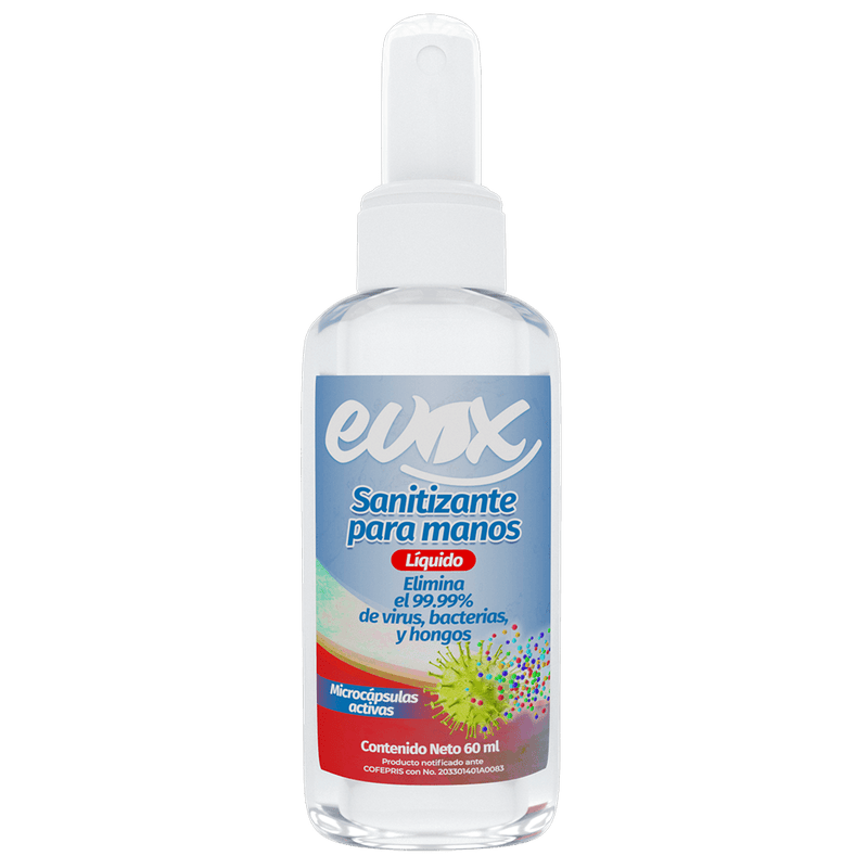 Evox Sanitizante Para Manos En LIQUIDO - 60ml (antibacterial) - Grupo COMSA