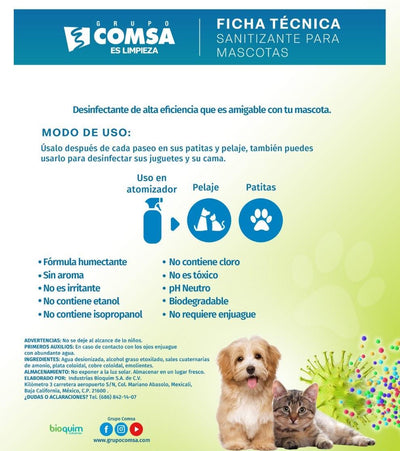 Evox Desinfectante Para Mascotas - Litro Con Atomizador - Grupo COMSA