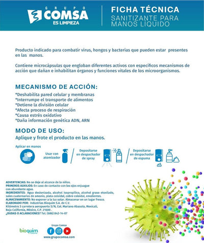 Evox Sanitizante Para Manos En LIQUIDO - Galón (antibacterial) - Grupo COMSA