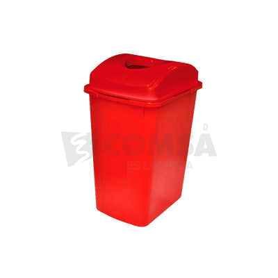 Cesto Rojo Con Tapa Elíptica - Capacidad 65 L/17 Gal - Grupo COMSA