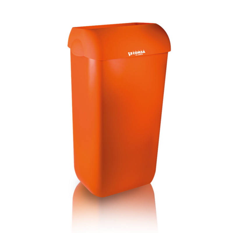 Cesto Signature Con Tapa - 23 Litros / Color Naranja