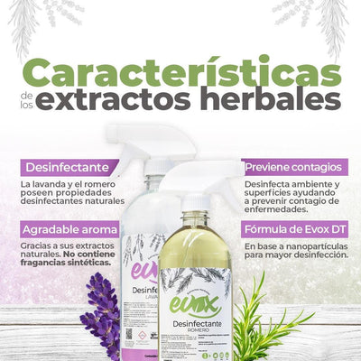 Evox Desinfectante Herbal Romero - Litro Con Atomizador - Grupo COMSA